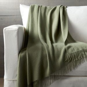 Dark Green Fringed Cashmere Throw
